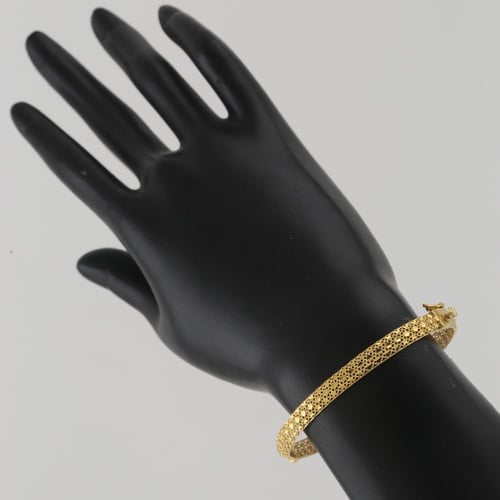 اسوارة ذهب واقف بنقش ورود و دوائر لماعة - عيار 21