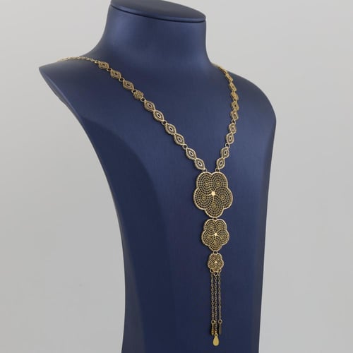 سبحة ذهب معين مع ورود مزخرفة - عيار 21