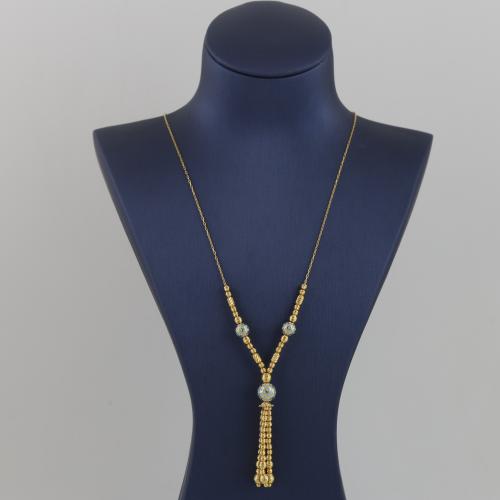 Gold bracelet with balls and laser shapes with Tanzanite color - 21 karat