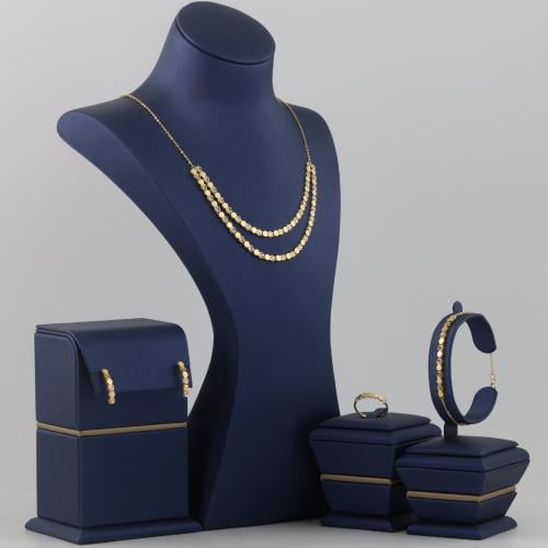 طقم ذهب دورين سداسي مطفي و مزخرف لماع - عيار 21