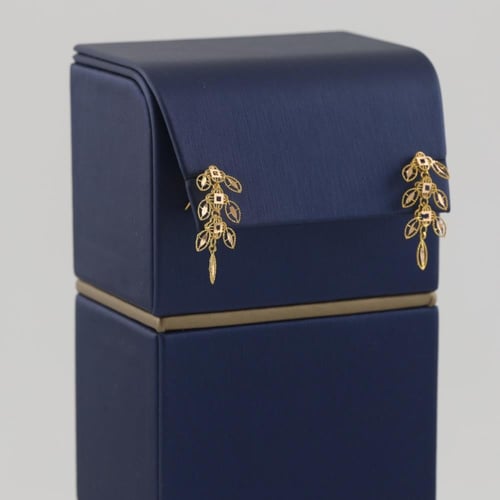 طقم ذهب بتصميم سوار ساعة مع غصن الزيتون - عيار 21