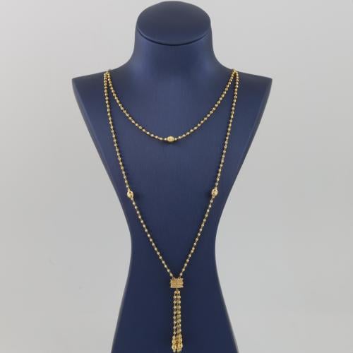 Gold necklace with two layers, laser-cut balls, eye-catching - 21 karat