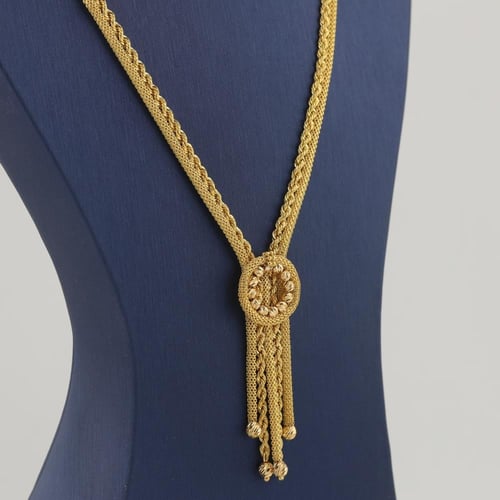 طقم ذهب ملفت مبروم مع كرات الليزر - عيار 21