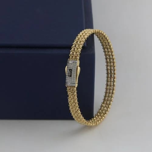 Gold bracelet with laser ball Monaco shiny smooth - 18 karat