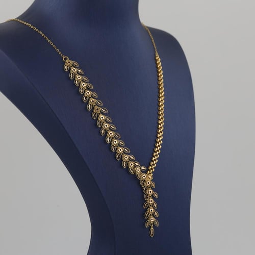 طقم ذهب بتصميم سوار ساعة مع غصن الزيتون - عيار 21