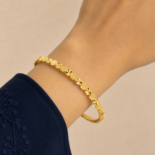 Gold flower earrings - 21 karat