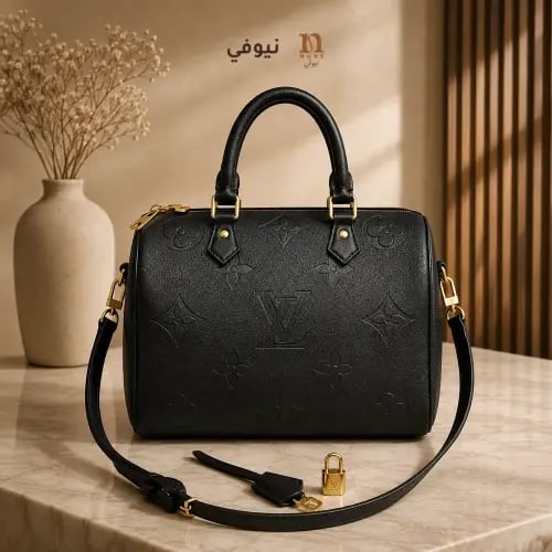 شنطة لويس فيتون Speedy 30 نسائية | أسود بنقشة الزه...