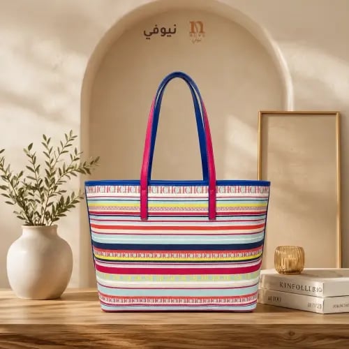 شنطة CHCH نسائية زرقاء جلد – تصميم واسع