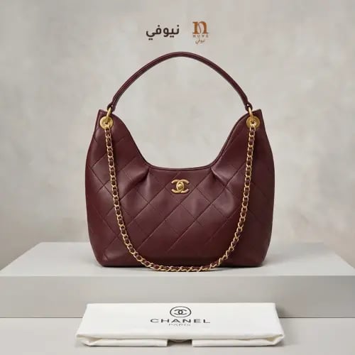حقيبة كتف شانيل جلد أحمر خمري