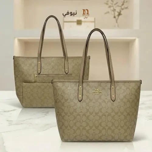 شنطة كوتش Coach Tote جلد مشمشي