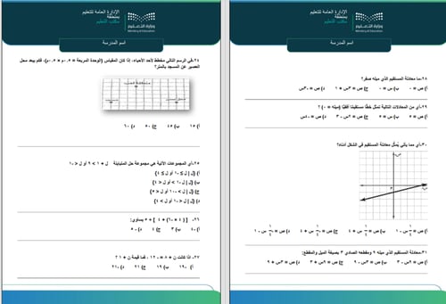 أوراق عمل رياضيات الجزء الأول للصف الثالث متوسط