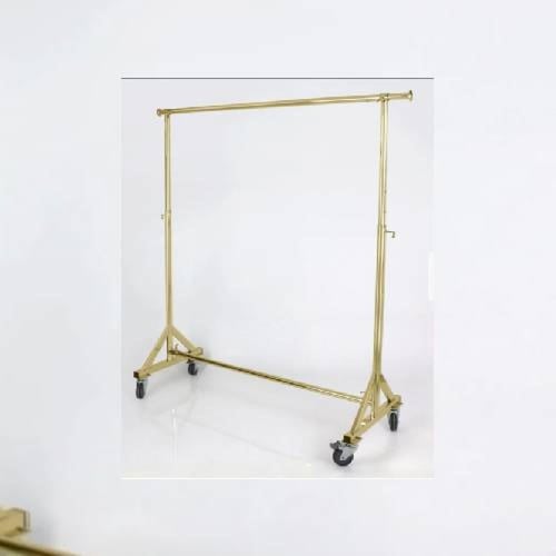 ستاند عرض ملابس جامبو ذهبي 120سم بعجلات متحركة فرا...