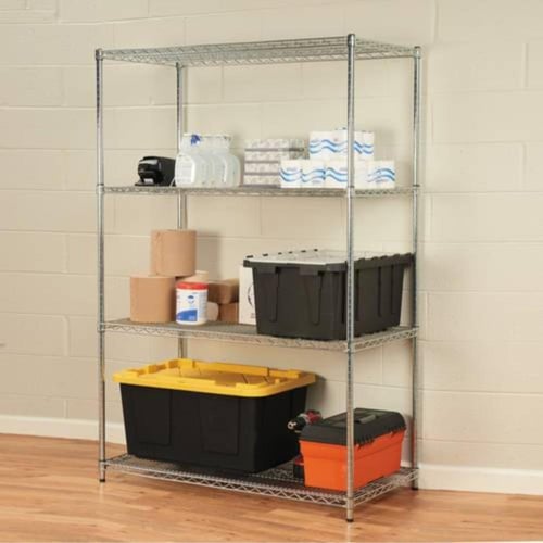 رف تخزين كروم معدني شبكي 4 طبقات – هيكل قوي مطلي ب...