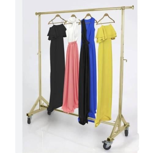 ستاند عرض ملابس جامبو ذهبي 120سم بعجلات متحركة فرا...