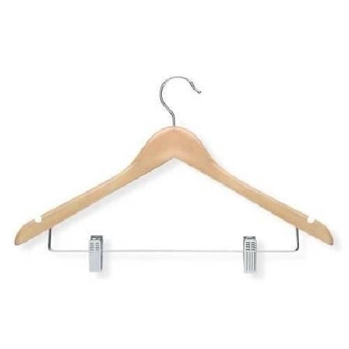 علاقة ملابس خشبية طبيعية مع مشابك –1 قطعة قطعة