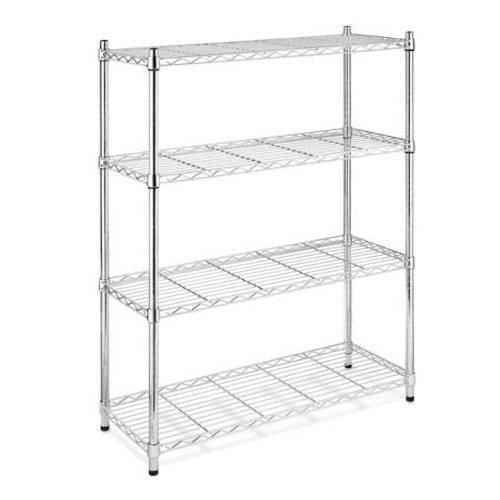 رف تخزين كروم معدني شبكي 4 طبقات – هيكل قوي مطلي ب...