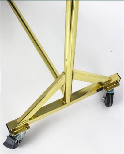 ستاند عرض ملابس جامبو ذهبي 120سم بعجلات متحركة فرا...