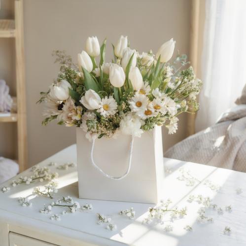 حقيبة "نقاء التيوليب" - تنسيق التيوليب والأقحوان ا...