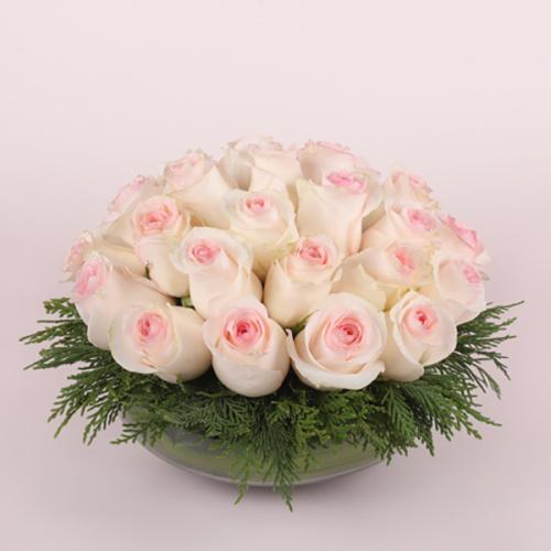 فازة "صفاء" - روز وردي في حوض زجاجي