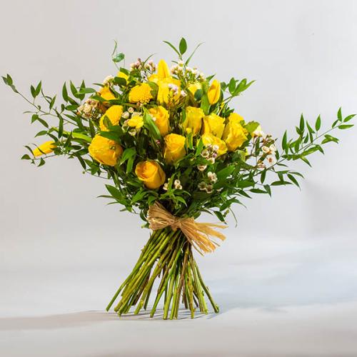 باقة "إشراقة الصباح" - روز وتوليب أصفر فاخر