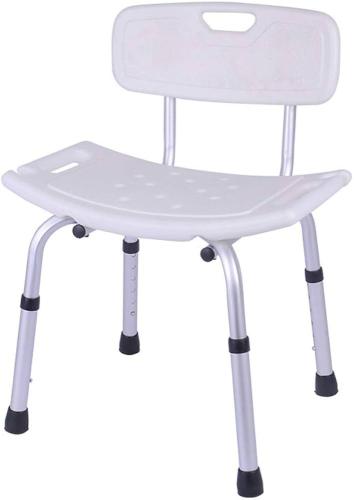 Disdell shower chair - 1 with back and perforated seat and adjustable height legs