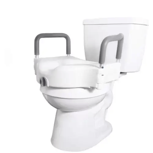 Toilet seat lift with side supports, 6-inch height, supports 140 kg