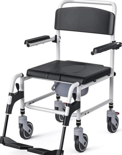 Aluminum toilet and shower chair KY 815L size 18 inch with wheels and brakes