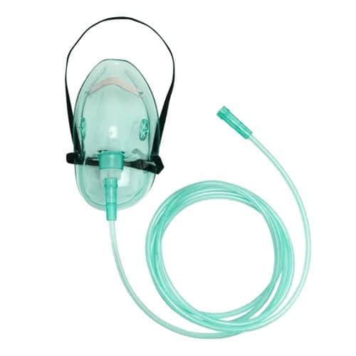 Oxygen mask with tube for adults and children sizes small, medium, and large