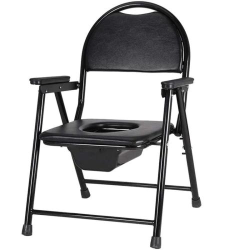 Fixed black toilet chair with backrest
