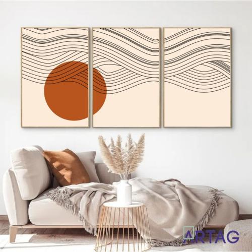 طقم لوحات جدارية بوهيمية مودرن - 3 قطع (تصميم أموا...
