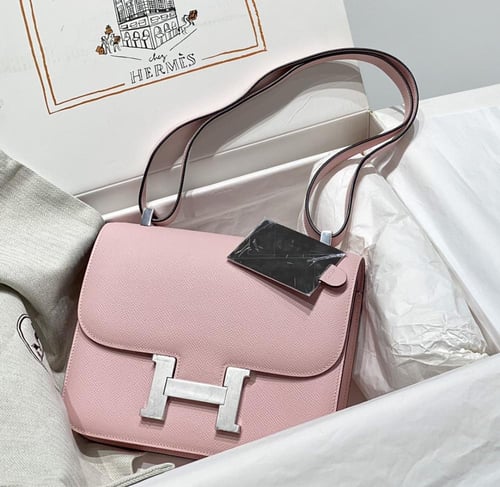 Hermès Constance 23cm – 3Q Pink Epsom with Silver...