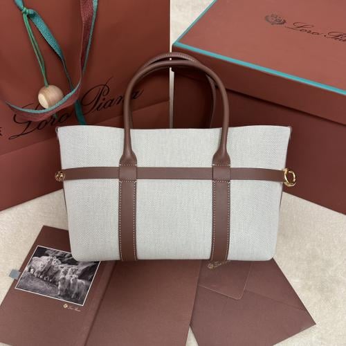 Loro Piana – Ghiera Shopper Small Canvas Caramel