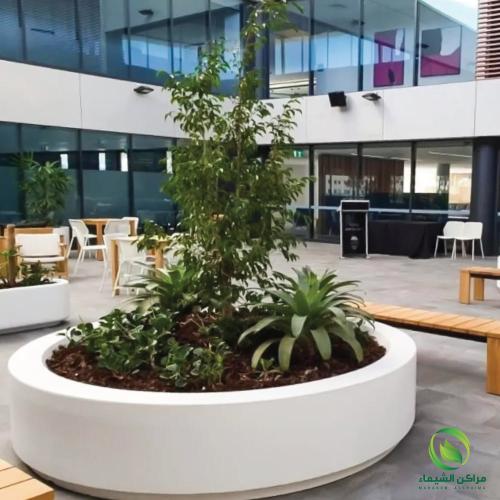حوض زرع كبير للأشجار دائري فايبر قطر 1.5 متر