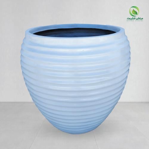 مركن زهور دائري أبيض لامع مميز