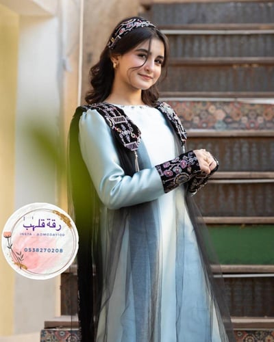 جلابية الماس فخمة لرمضان او التاسيس شامل ربطة الشع...