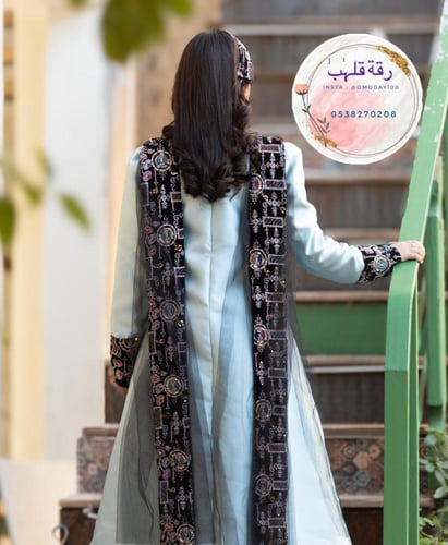 جلابية الماس فخمة لرمضان او التاسيس شامل ربطة الشع...