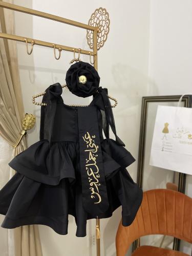 فستان اسود متوفر بعدة الوان مع وشاح تطريز