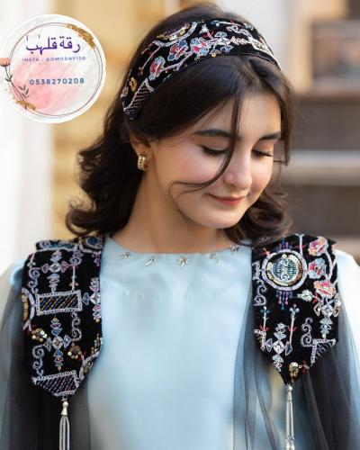 جلابية الماس فخمة لرمضان او التاسيس شامل ربطة الشع...