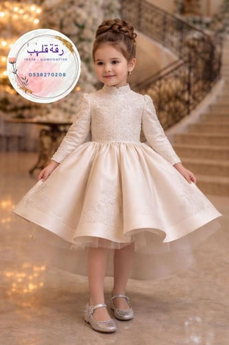 فستان مطرز فخم بيج