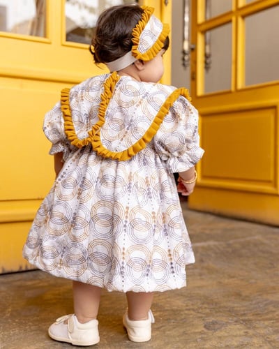 فستان ناعم انيق ذهبي قطن