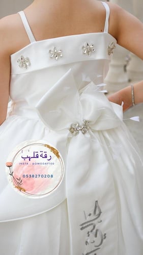 فستان انيق وفخم مطرز بالكريستال مع ذيل ووشاح تطريز