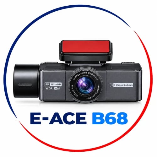 E-ACE 3-قناة 4K Dashcam صندوق أسود مسجل فيديو كاميرا المقصورة بالأشعة تحت الحمراء دعم WIFI GPS للرؤية الليلية وضع ركن السيارة Dvr