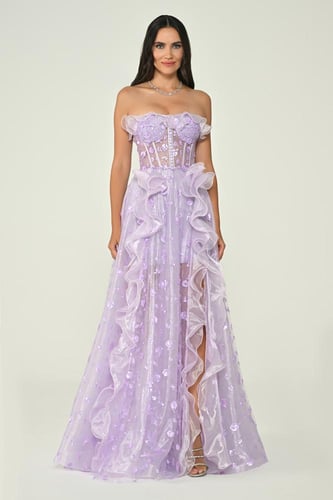 فستان كورسيه شفاف بكشكش وزخارف ناعمة. 7131*