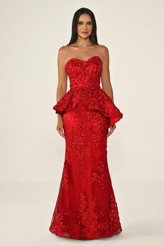 فستان مطرّز بالزهور مع تنورة حورية. 7172