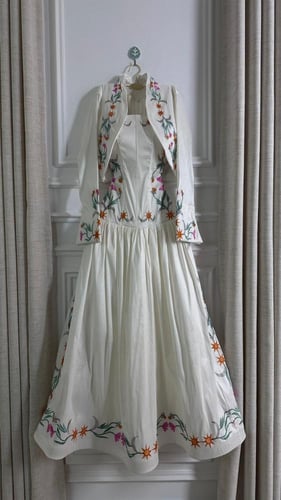 فستان العيد ناعم قطعتين لون بيج