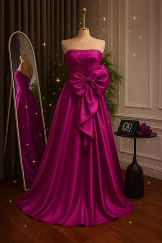 فستان ميكادو لمعه تطريز