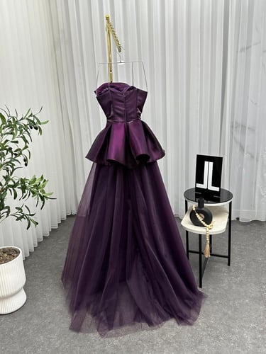 فستان مناسبات أنيق تنوره تل صدريه ميكادو لمعه