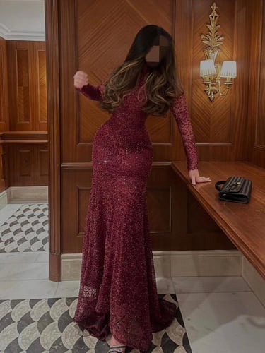 فستان كشخة مطرز بلول وخرز خامه تل ودانتيل