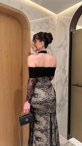 فستان سهره باربي مع التفته الاسترتش