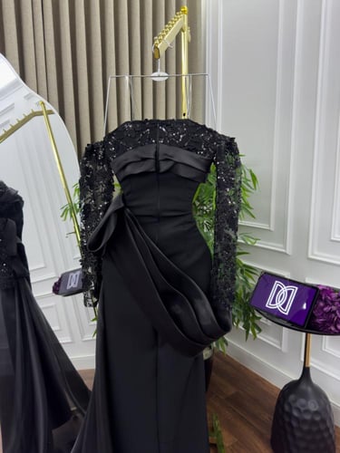 فستان سهره باربي جازار كلفه تطريز لون اسود